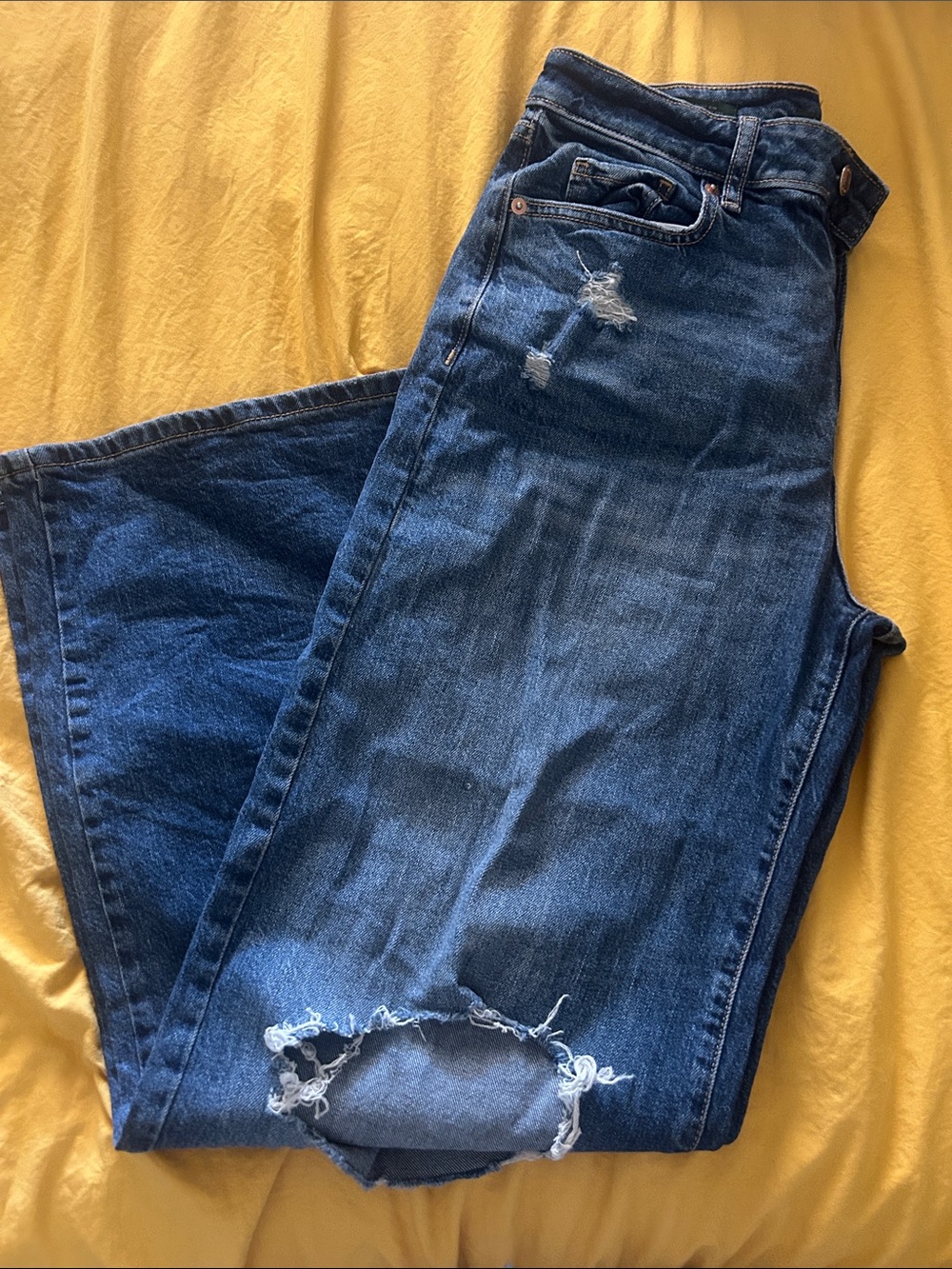 Women’s Distressed High-Rise Blue Jeans